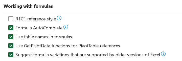 Working with formulas pada pengaturan formula Excel.