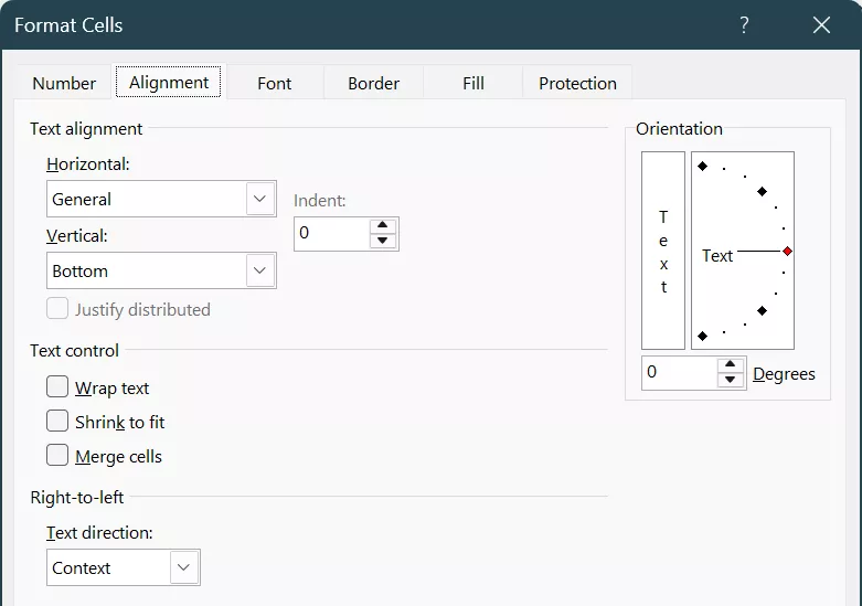 Tab Alignment dengan huruf bergaris bawah untuk kunci shortcut.