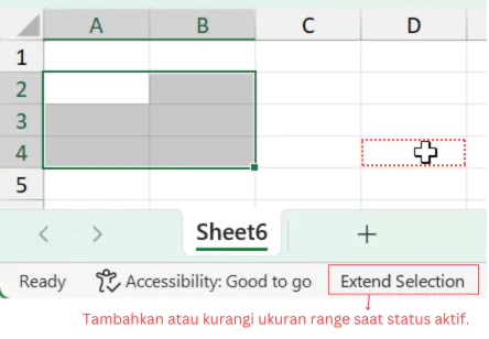 Menggunakan Extend selection di Excel.