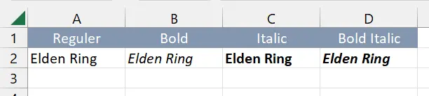 Font Styles di Format Cells.