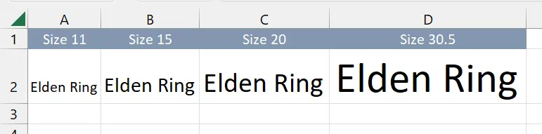 Font Size di Format Cells.
