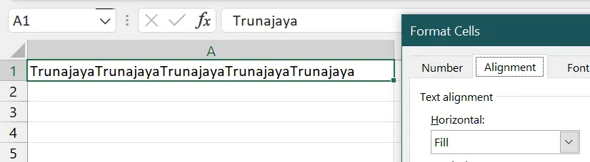 Fitur Fill di Format Cells.