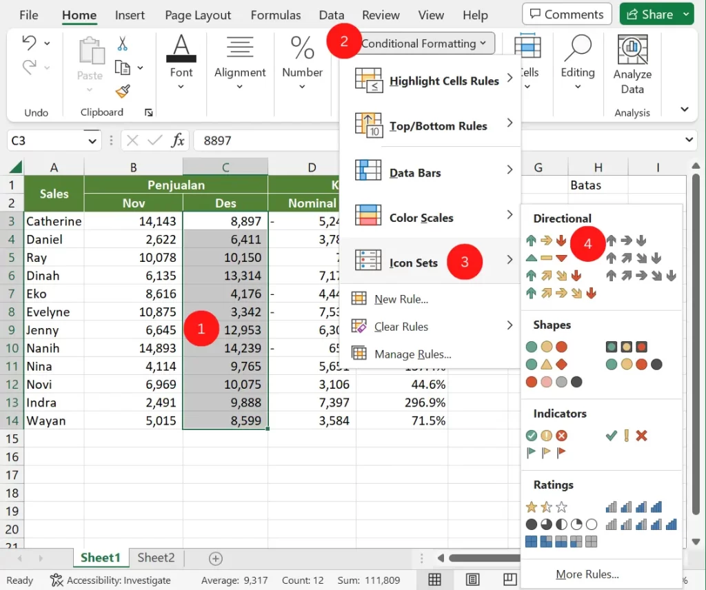 Cara Menggunakan Icon Sets di Excel | Excelandor