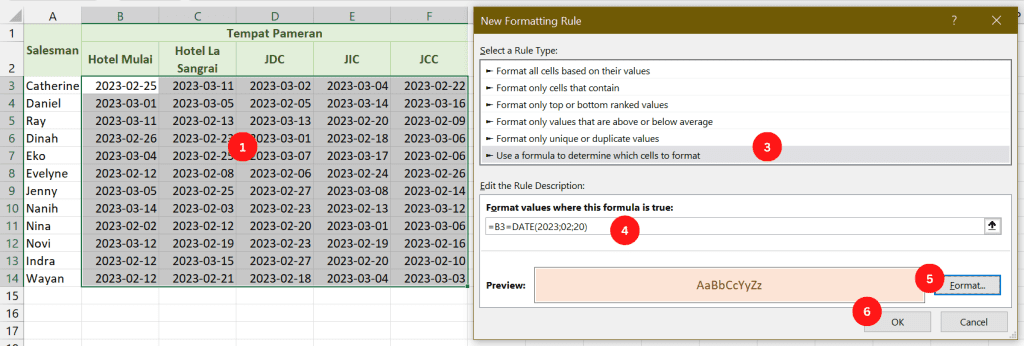 Membandingkan tanggal dengan fungsi Date.