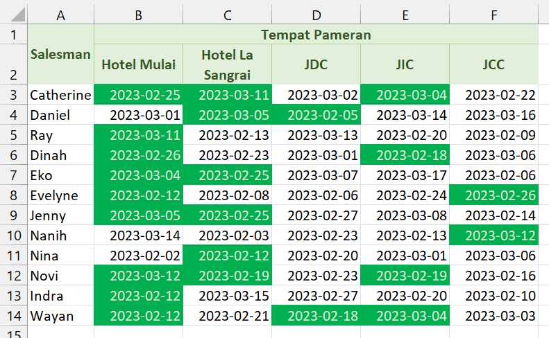 Menandai akhir pekan dengan fungsi WEEKDAY.