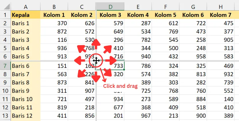 Gambar 03. Menyesuaikan ukuran panel dengan click and drag.