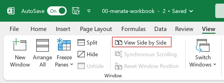 Gambar 03. Menampilkan dua sheet Excel atau lebih dalam satu layar dengan View Side by Side.