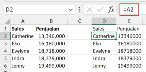 Gambar 05. Hasil rumus link dengan Paste Link.