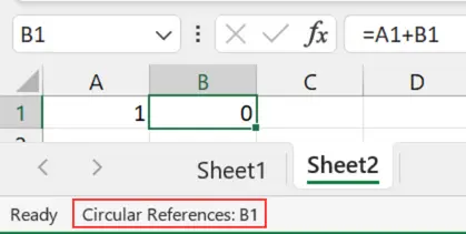 Gambar 02. Notifikasi circular reference di Status Bar.