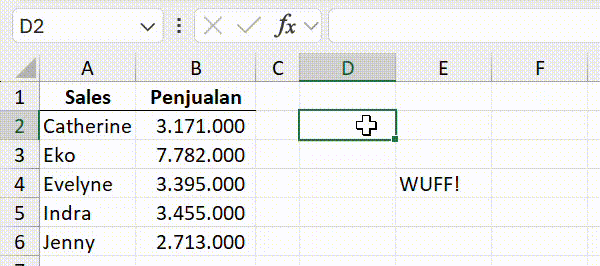 Spilled range atau rentang tumpahan tidak kosong.