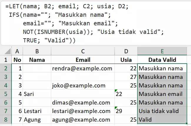 Kombinasi IFS dan LET untuk penamaan variabel.