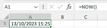 Gambar 01. Fungsi NOW pada Excel.