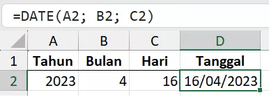 Membuat tanggal valid dengan rumus DATE di Excel.