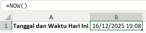 Cap waktu real-time dengan rumus NOW.