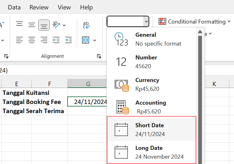 Gambar 03. Mengubah serial number menjadi format tanggal.