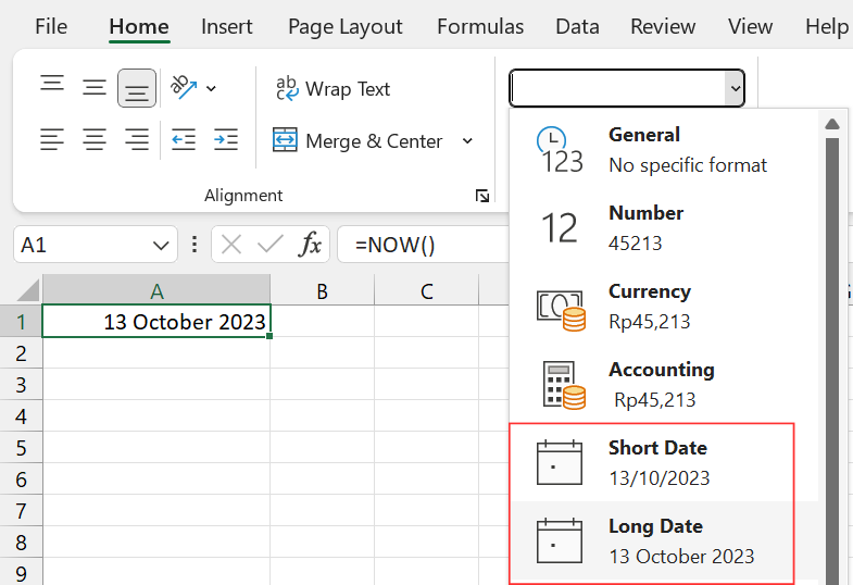 Gambar 03. Memformat tanggal dan waktu dengan Number Format.