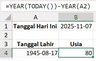 Menghitung usia berdasarkan tahun lahir.