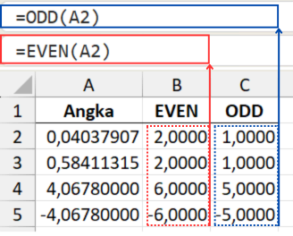 Cara menggunakan rumus ODD dan EVEN Excel.