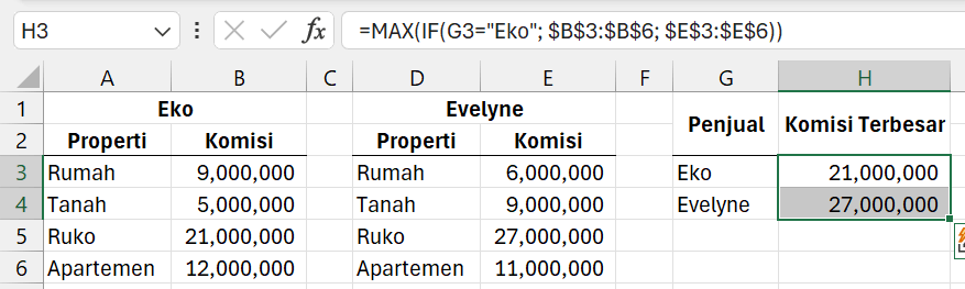 Gambar 04. Fungsi MAX dan IF.