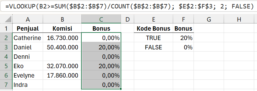 Menggunakan kombinasi rumus VLOOKUP dan COUNT.