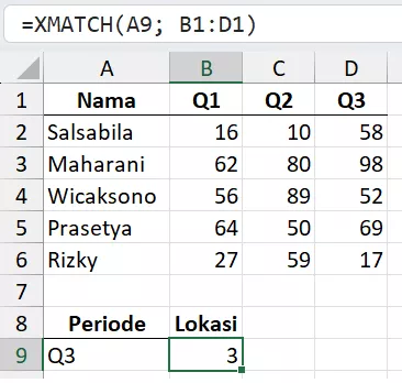 Pencarian secara horizontal dengan XMATCH.