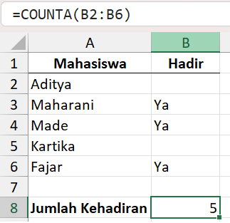 Menghitung kehadiran mahasiswa.