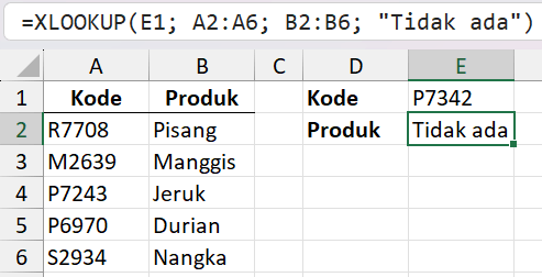 XLOOKUP menggunakan penanganan kesalahan.