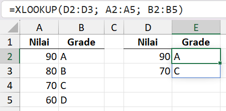 Pencarian XLOOKUP terhadap dua nilai atau lebih.