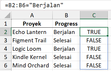 Penyaringan dengan array Boolean.