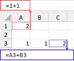 Penjumlahan secara manual dengan tanda tambah di Excel